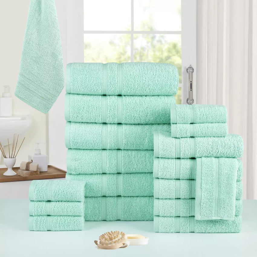 18-Piece: Bibb Home Zero Twist Egyptian Cotton Towel Set