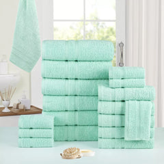 18-Piece: Bibb Home Zero Twist Egyptian Cotton Towel Set