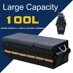 100L 66L Car Trunk Organizer Foldable Heavy Duty Durable Sturdy Collapsible Reflective Strip Storage Box For Sedan SUV Truck