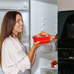 Collapsible Adjustable Reusable Pizza Storage Container with 5 Microwavable Serving Trays