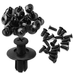 100PCS Plastic Rivets 8mm Fasteners Screw Car Bumper Fender Black Rivet Car Fastener Clips for Toyota Focus Kia Nissan Yamaha