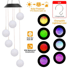 Solar Powered LED Ball Wind Chimes - Color Changing LED String Light