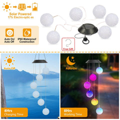 Solar Powered LED Ball Wind Chimes - Color Changing LED String Light