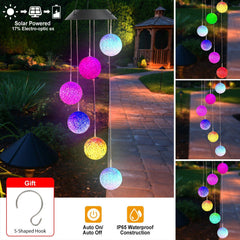 Solar Powered LED Ball Wind Chimes - Color Changing LED String Light